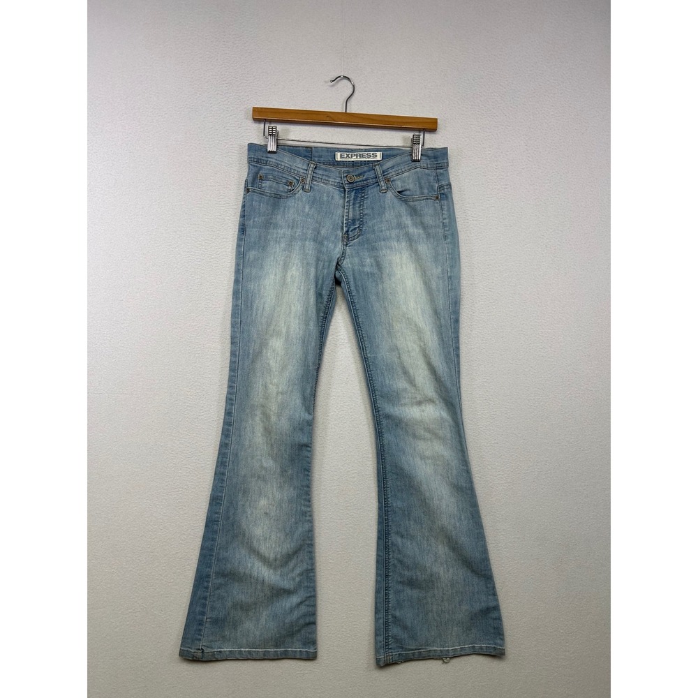 Y2K Retro Express Womens 6R Light Blue Cetine Low Rise Flare Jeans